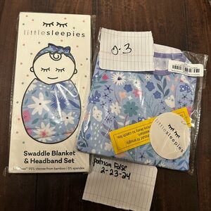 Little Sleepies Swaddle Blanket & Headband Set